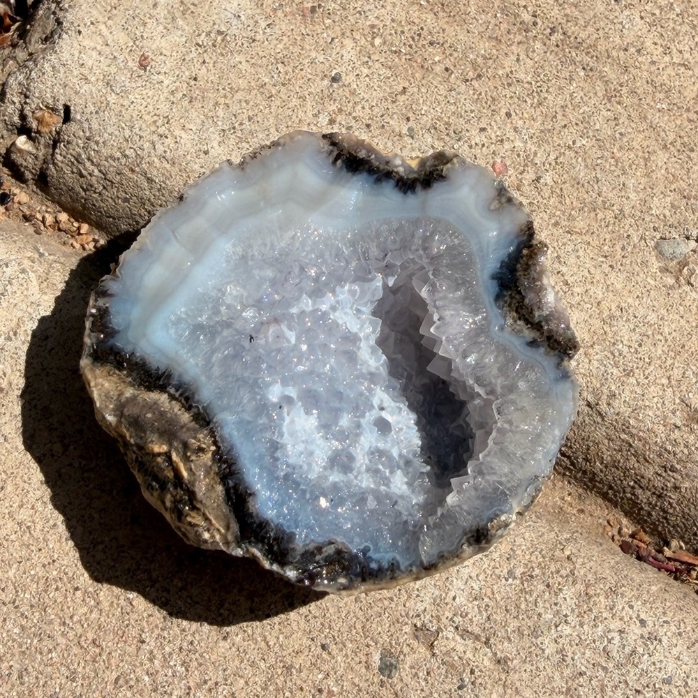 Dazzling Blue-Gray Agate Geode Half